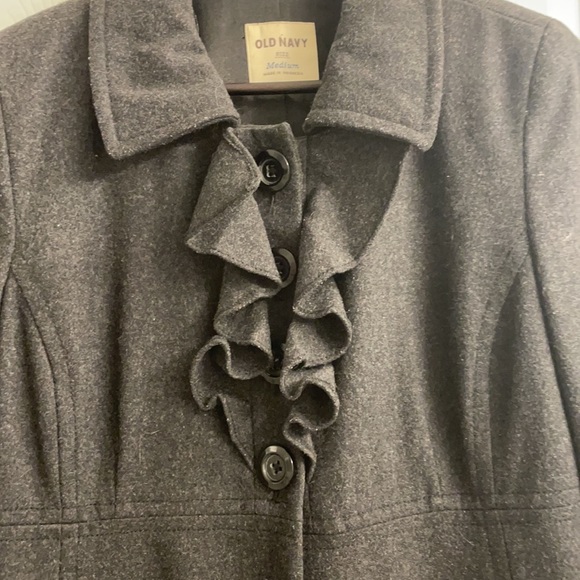 Dark Grey 4 Button Ruffle Lined Jacket M - Picture 2 of 4